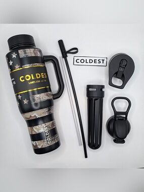 Coldest Limitless Camouflage Flag Black & Camo Insulated Travel Tumbler 46oz